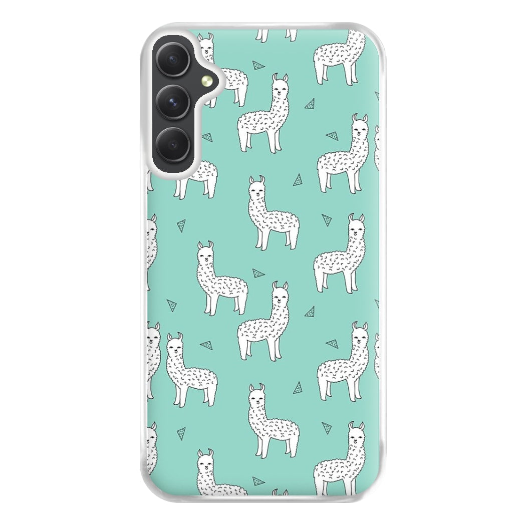 Mint Alpaca Pattern Phone Case for Galaxy A34