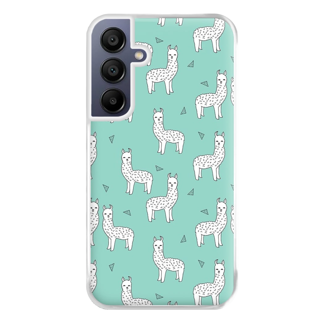 Mint Alpaca Pattern Phone Case for Galaxy A16