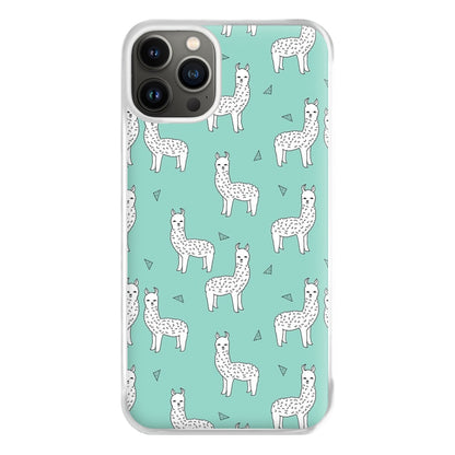 Mint Alpaca Pattern Phone Case for iPhone 13