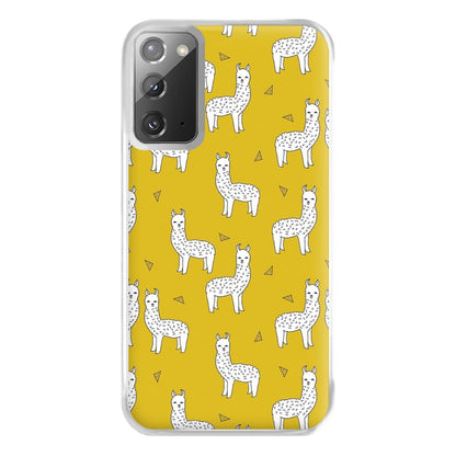 Mustard Alpaca Pattern Phone Case for Galaxy Note 20 Ultra