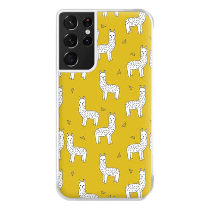 Mustard Alpaca Pattern Phone Case for Galaxy S21 Ultra