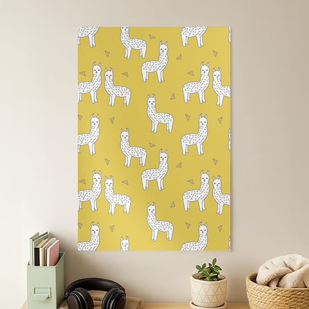 Mustard Alpaca Pattern Poster