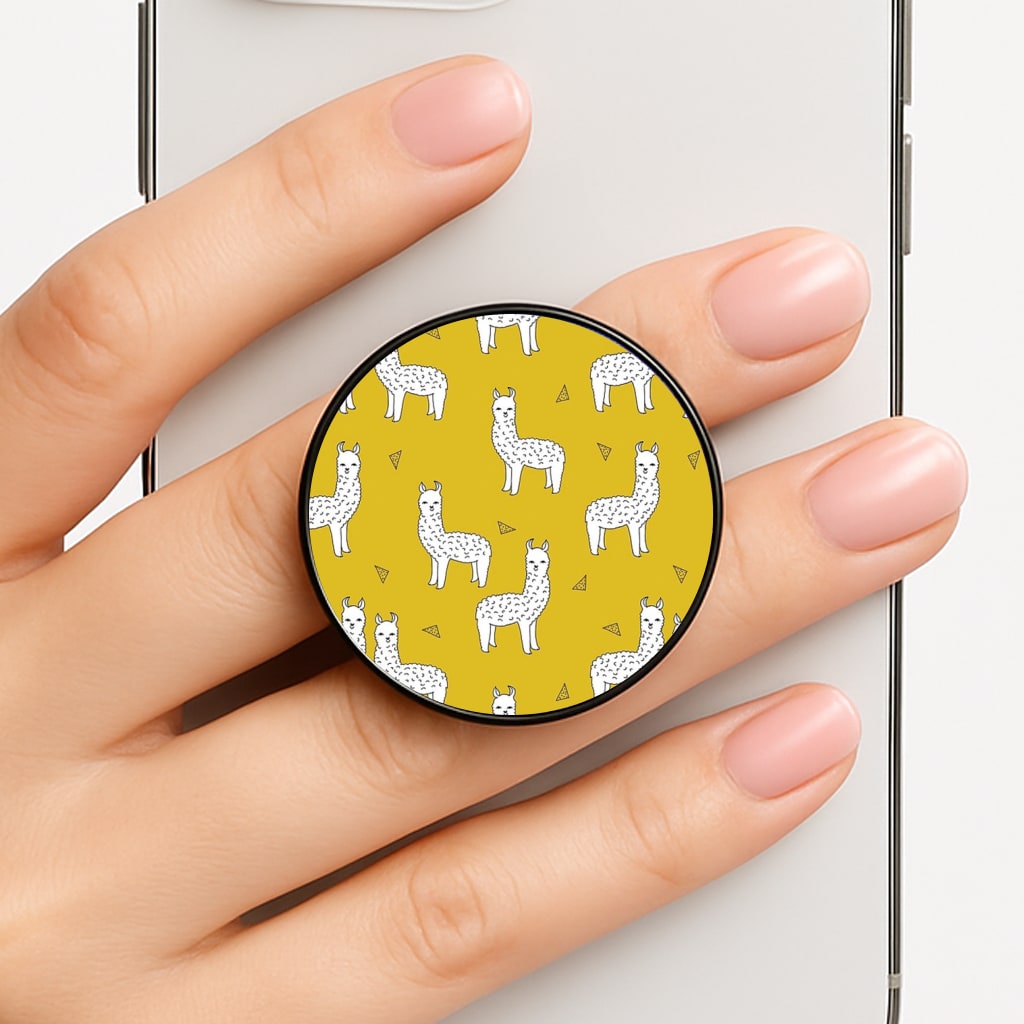 Mustard Alpaca Pattern Phone Grip