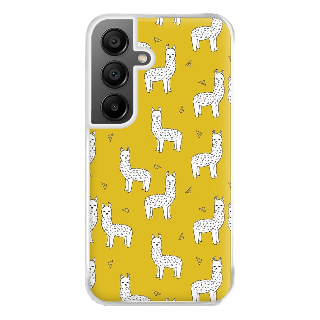 Mustard Alpaca Pattern Phone Case for Galaxy A55