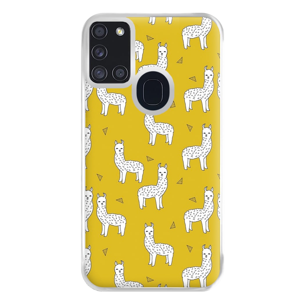 Mustard Alpaca Pattern Phone Case for Galaxy A21s