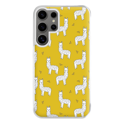 Mustard Alpaca Pattern Phone Case for Galaxy S24 Ultra