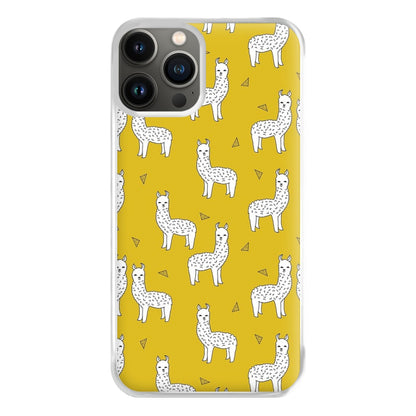 Mustard Alpaca Pattern Phone Case for iPhone 13 Pro Max