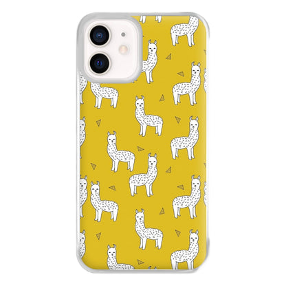 Mustard Alpaca Pattern Phone Case for iPhone 12 Mini