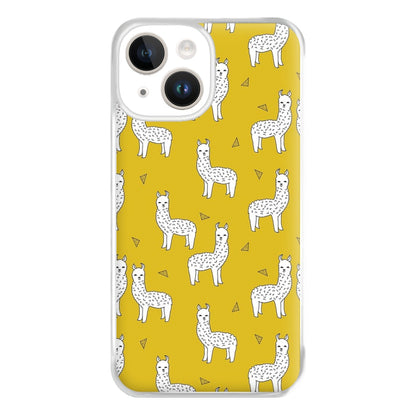 Mustard Alpaca Pattern Phone Case for iPhone 14