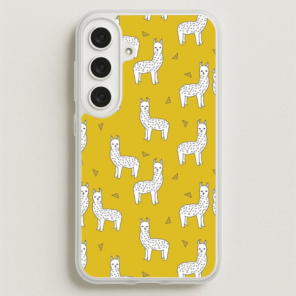 Mustard Alpaca Pattern Phone Case for Galaxy S25FE