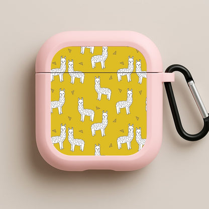Mustard Alpaca Pattern Pink AirPods Case