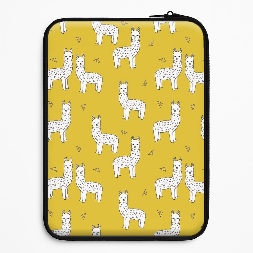 Mustard Alpaca Pattern Laptop Sleeve