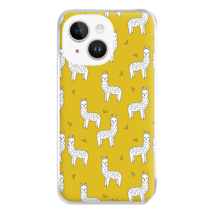 Mustard Alpaca Pattern Phone Case for iPhone 14 Plus