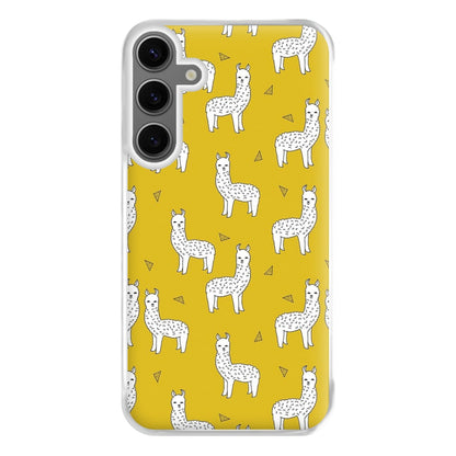 Mustard Alpaca Pattern Phone Case for Galaxy S24FE