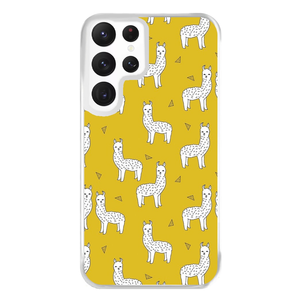 Mustard Alpaca Pattern Phone Case for Galaxy S22 Ultra