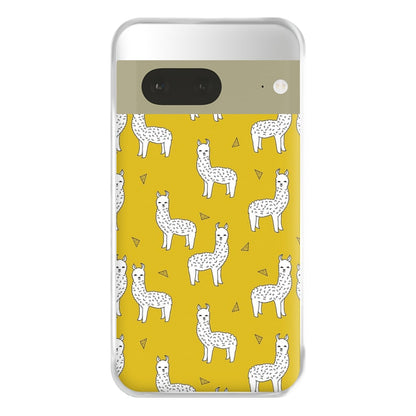 Mustard Alpaca Pattern Phone Case for Google Pixel 7a