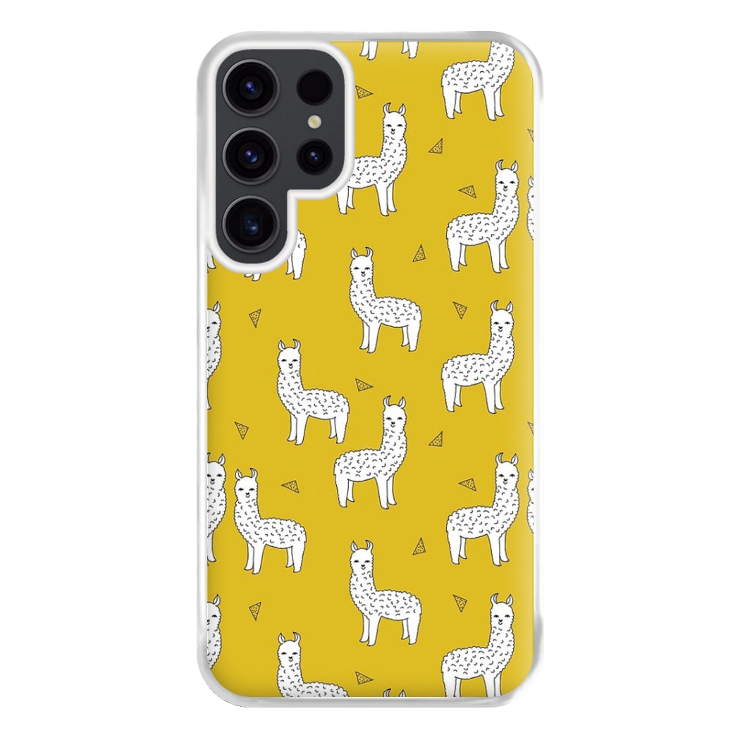 Mustard Alpaca Pattern Phone Case for Galaxy S23 Ultra