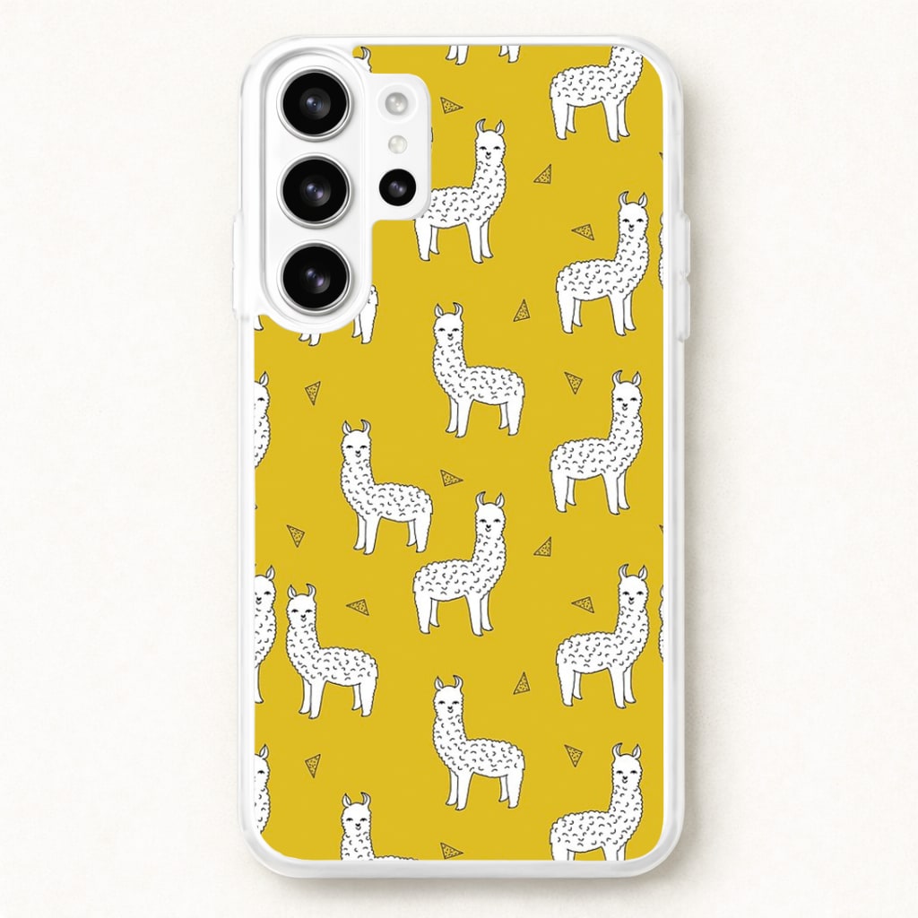 Mustard Alpaca Pattern Phone Case for Galaxy S26 Ultra