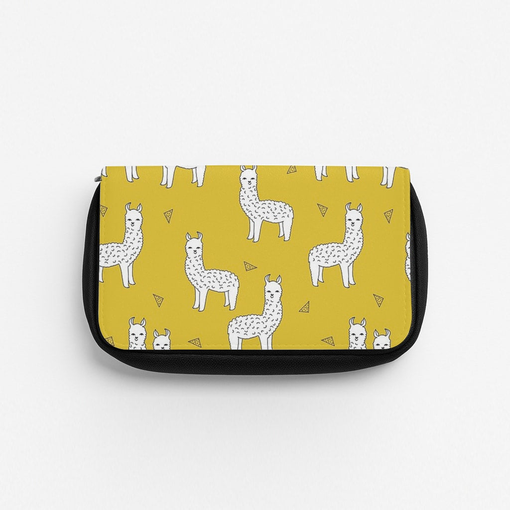 Mustard Alpaca Pattern Pencil Case