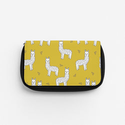 Mustard Alpaca Pattern Pencil Case