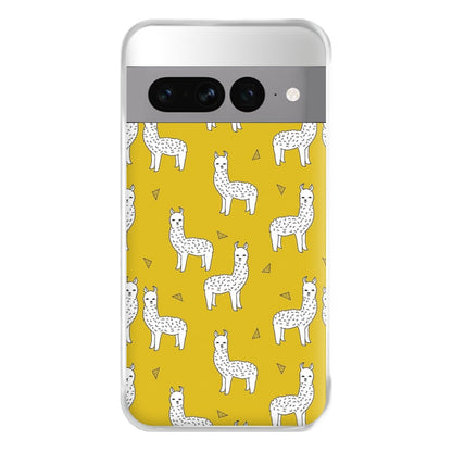 Mustard Alpaca Pattern Phone Case for Google Pixel 7 Pro