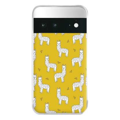 Mustard Alpaca Pattern Phone Case for Google Pixel 6a