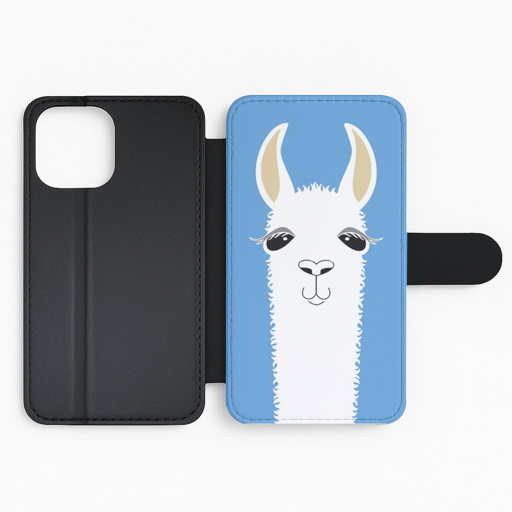 Llama Portrait Flip Wallet Phone Case