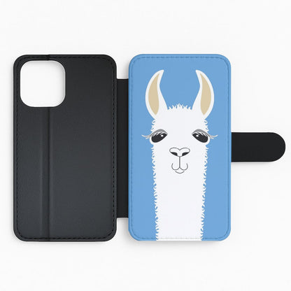 Llama Portrait Flip Wallet Phone Case