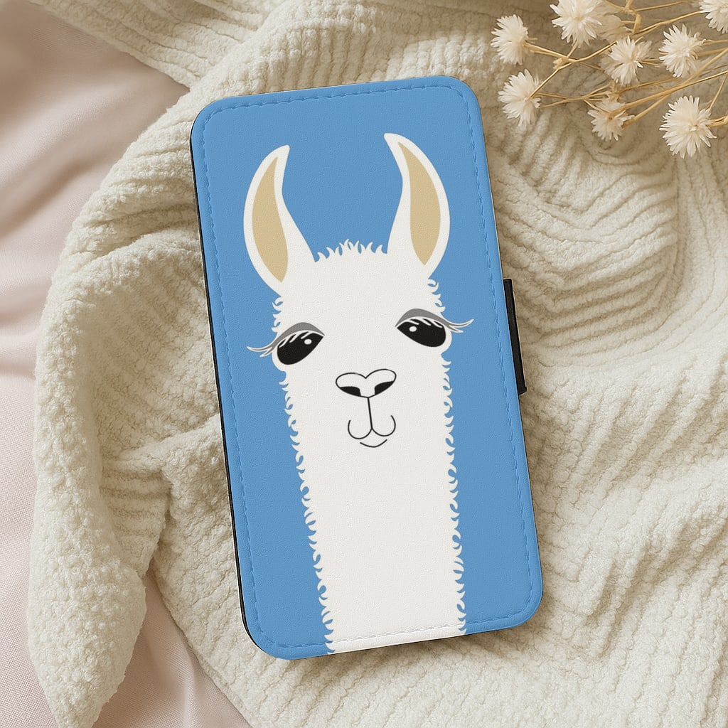 Llama Portrait Flip Wallet Phone Case