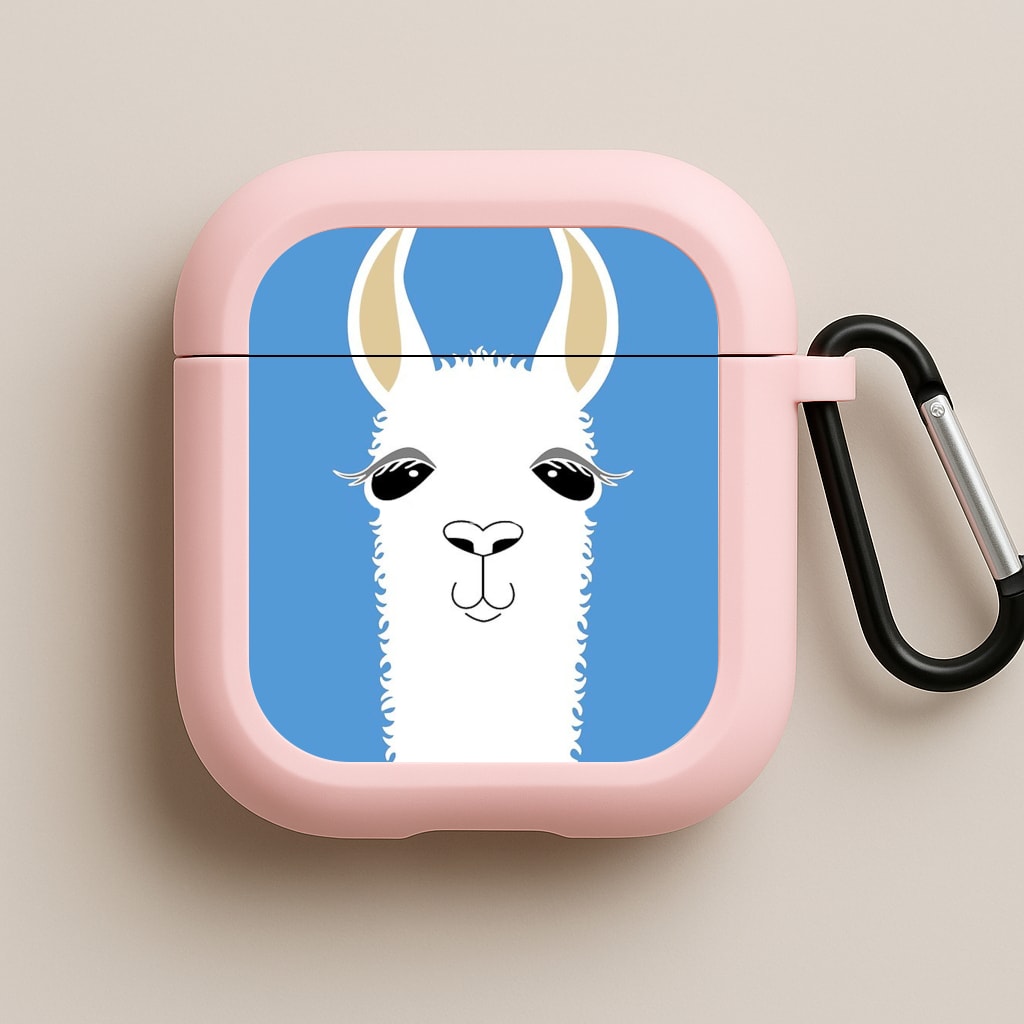 Llama Portrait Pink AirPods Case