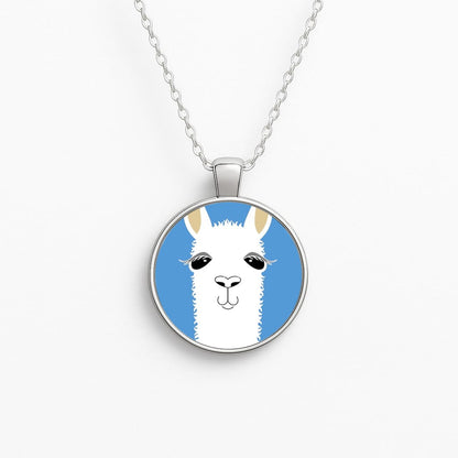 Llama Portrait Circle Necklace