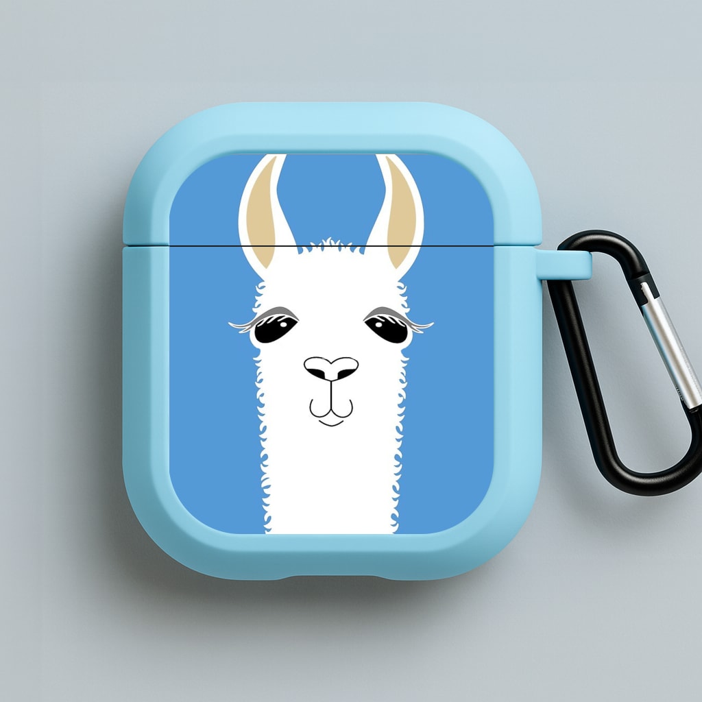 Llama Portrait Blue AirPods Case