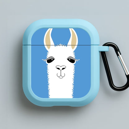 Llama Portrait Blue AirPods Case