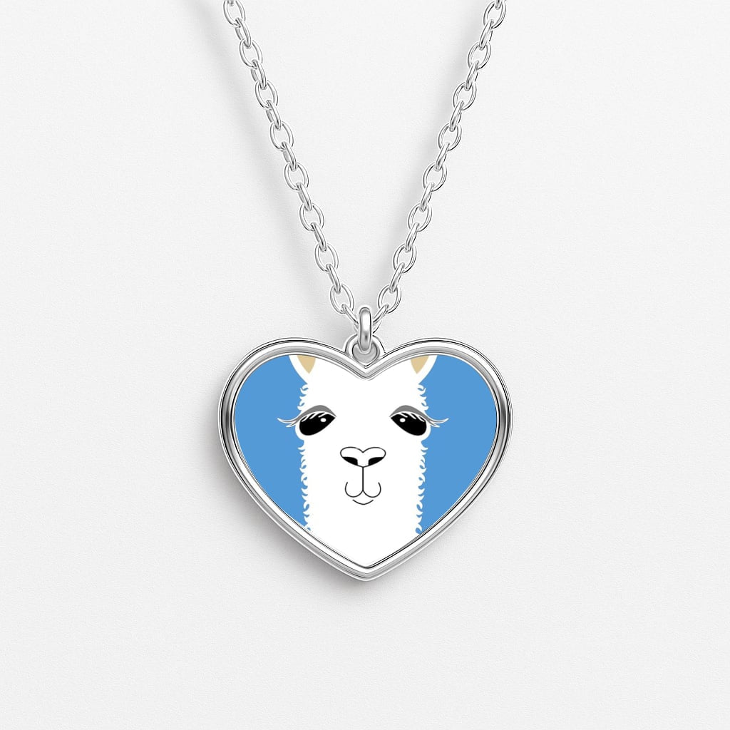 Llama Portrait Heart Necklace
