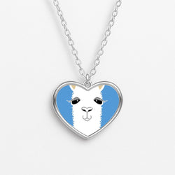 Llama Portrait Heart Necklace