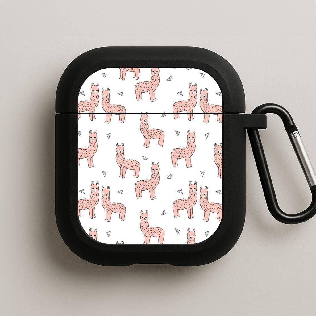 Pale Pink Alpaca Pattern AirPods Case