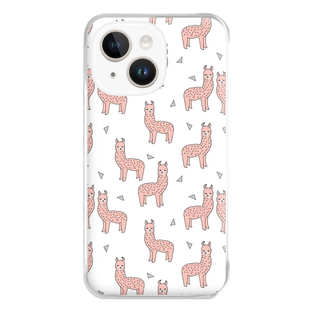 Pale Pink Alpaca Pattern Phone Case for iPhone 14 Plus