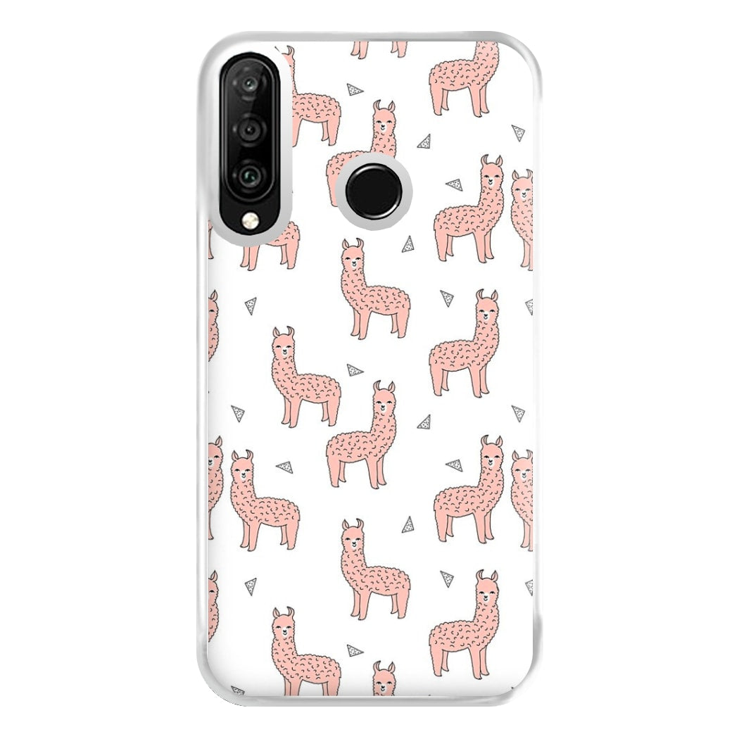 Pale Pink Alpaca Pattern Phone Case for Huawei P30 Lite