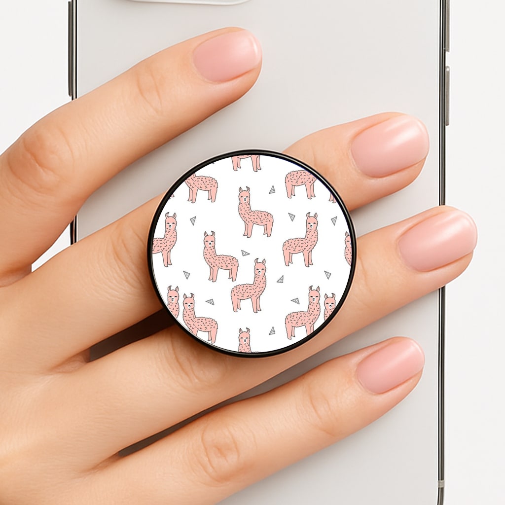 Pale Pink Alpaca Pattern Phone Grip
