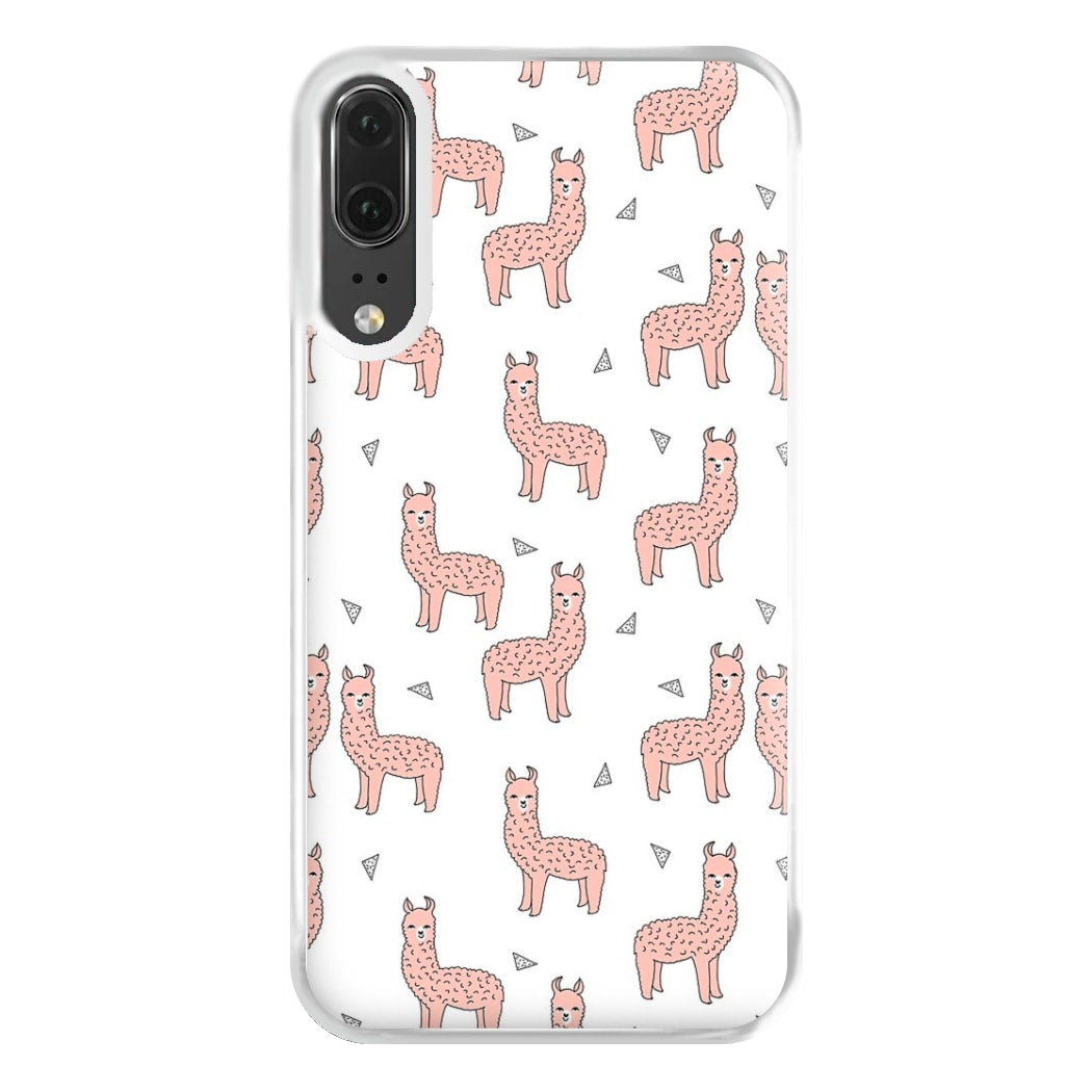 Pale Pink Alpaca Pattern Phone Case for Huawei P20