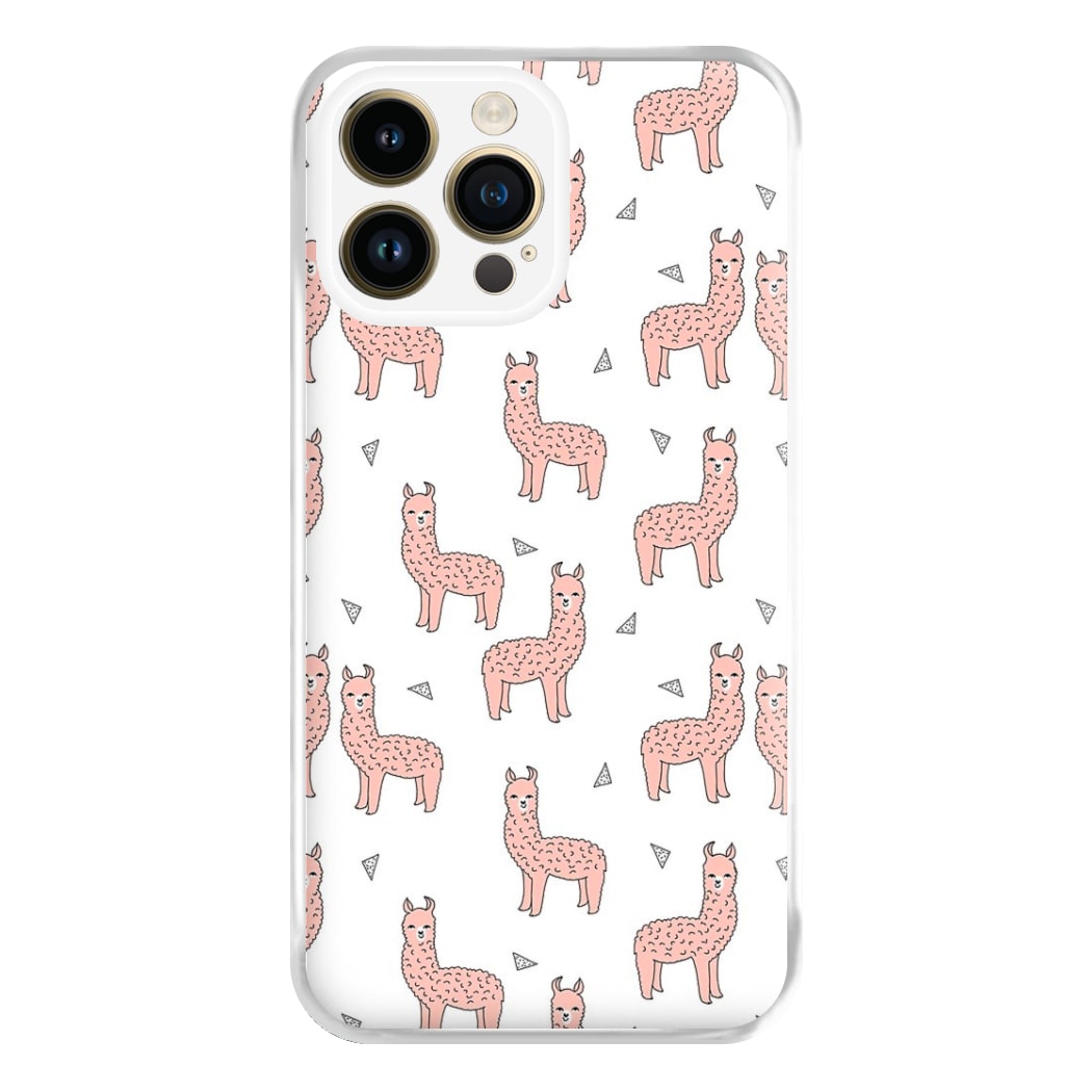 Pale Pink Alpaca Pattern Phone Case for iPhone 14 Pro Max