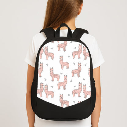 Pale Pink Alpaca Pattern Large School Bag