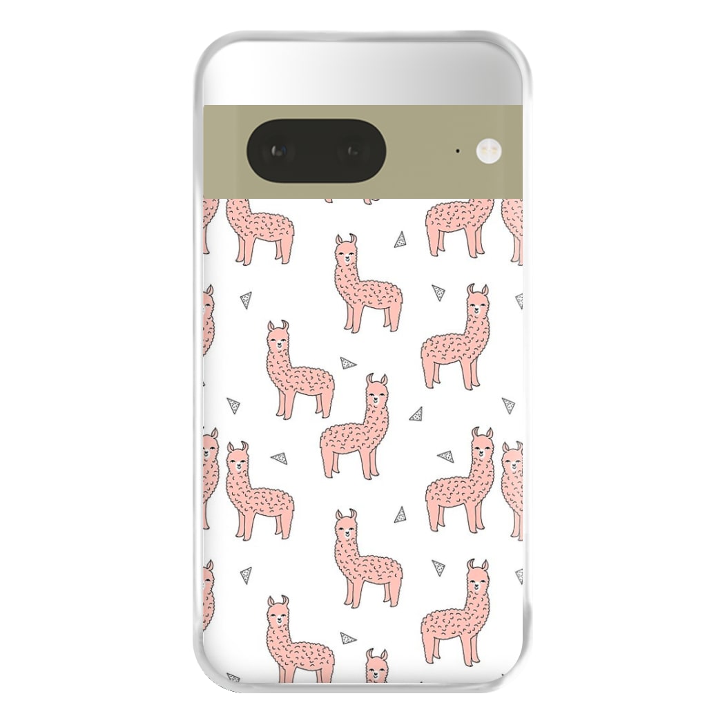 Pale Pink Alpaca Pattern Phone Case for Google Pixel 7a