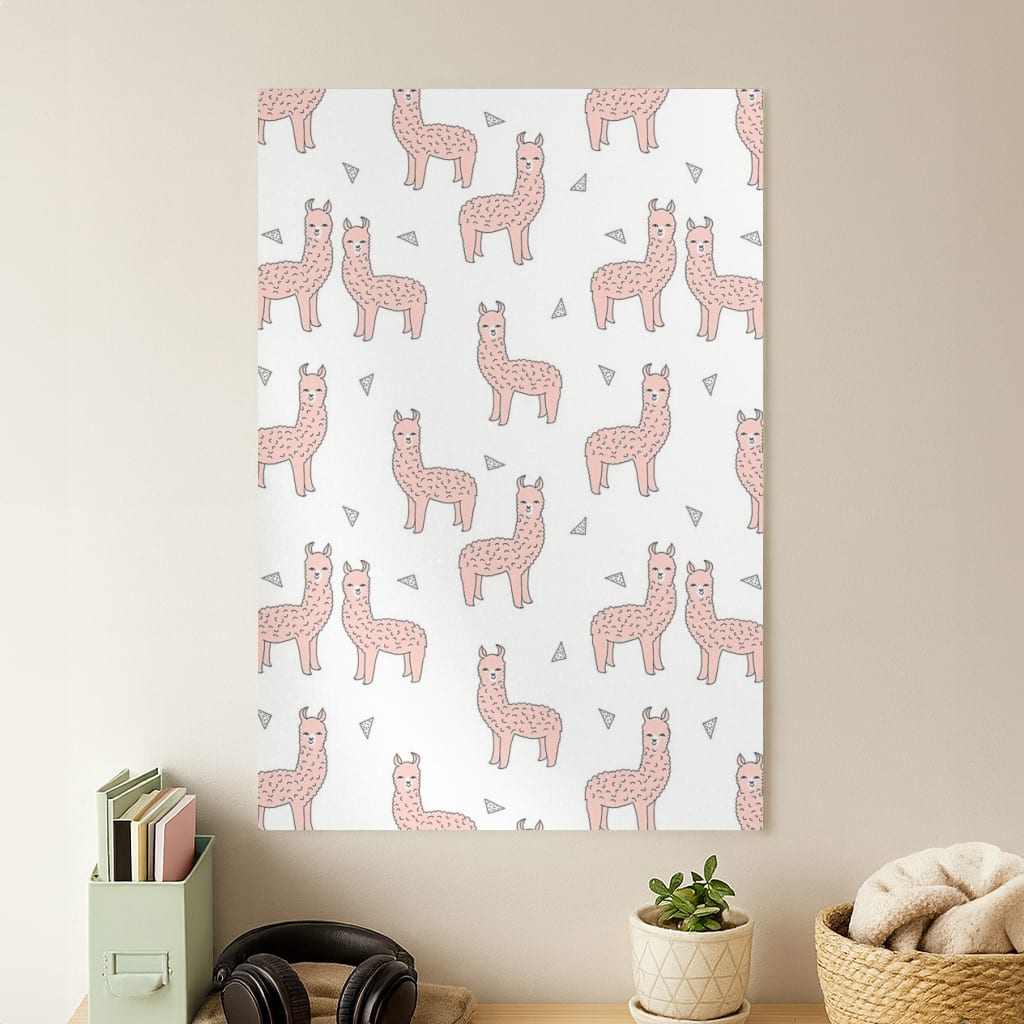 Pale Pink Alpaca Pattern Poster