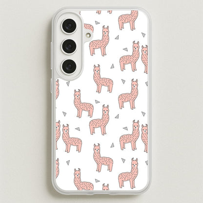 Pale Pink Alpaca Pattern Phone Case for Galaxy S25FE