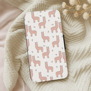 Pale Pink Alpaca Pattern Flip Wallet Phone Case 5