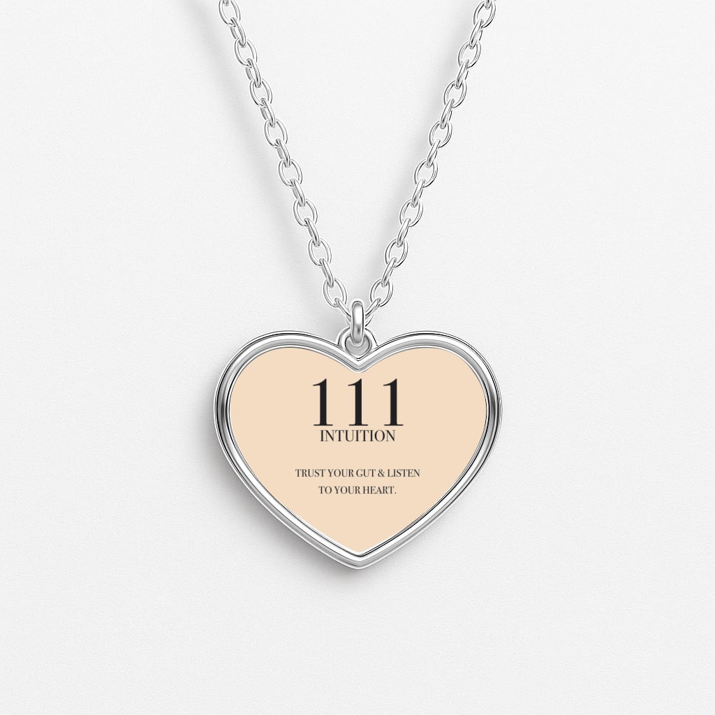 111 - Angel Numbers Heart Necklace