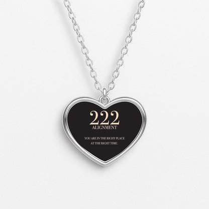 222 - Angel Numbers Heart Necklace