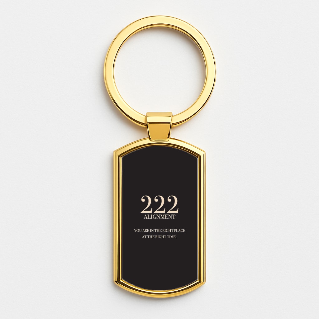 222 - Angel Numbers Gold Keyring