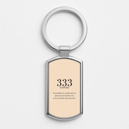 333 - Angel Numbers Silver Keyring